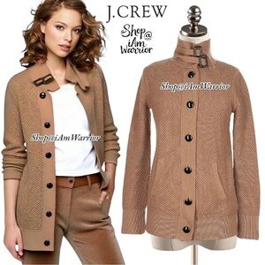 J. Crew tan textured cardigan with buckle neck *shop@iamwarrior